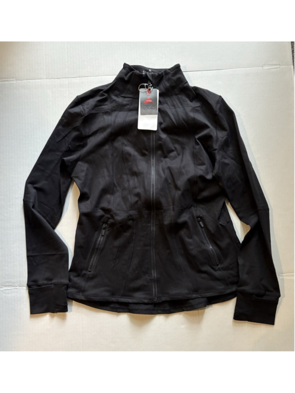 Queenieke Lycra Athletic Women’s SZ XL Fitted Zip Up Workout Jacket Black NWT